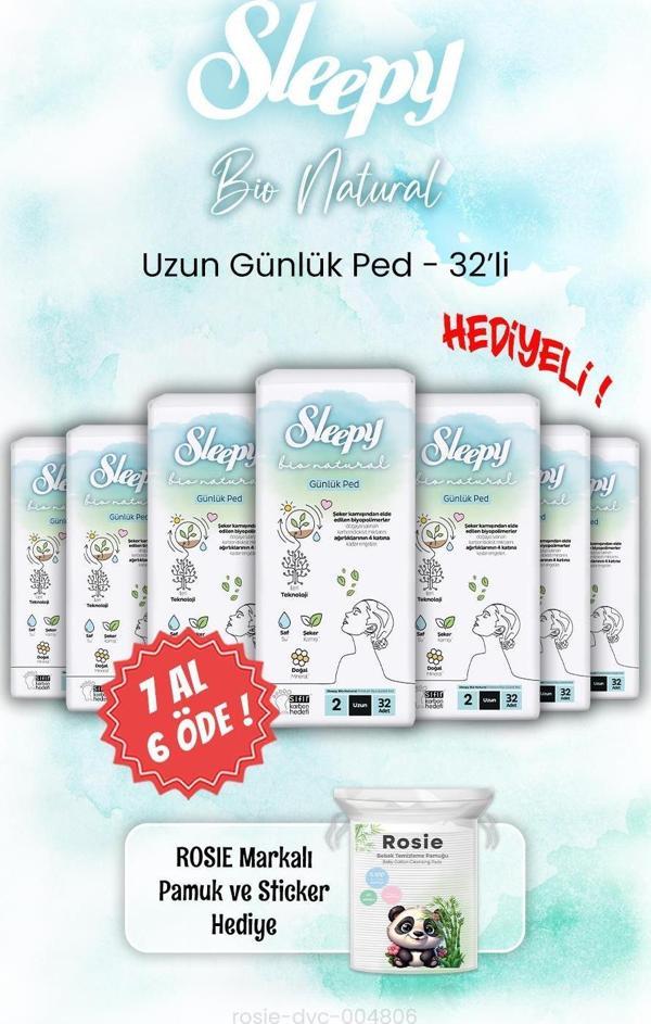 7 AL 6 ÖDE Sleepy Bio Natural Uzun 32'li Günlük Ped ve ROSIE - Image 1