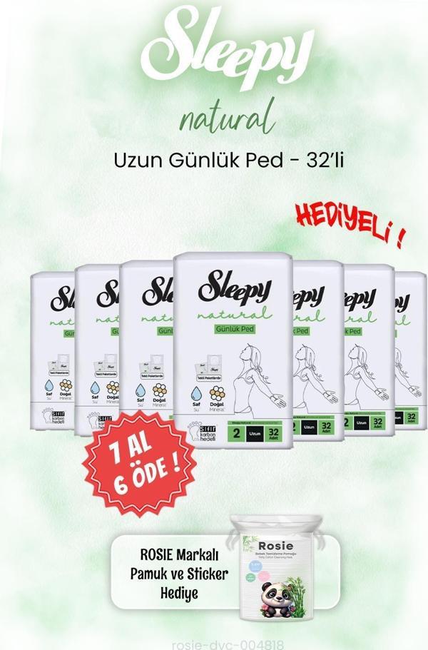 7 AL 6 ÖDE Sleepy Natural Uzun Günlük Ped 32'li ve ROSIE - Image 1