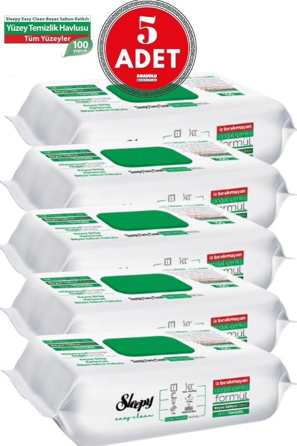 Sleepy Easy Clean Yüzey Temizlik Havlusu 100 Yaprak 5 Adet - Image 1