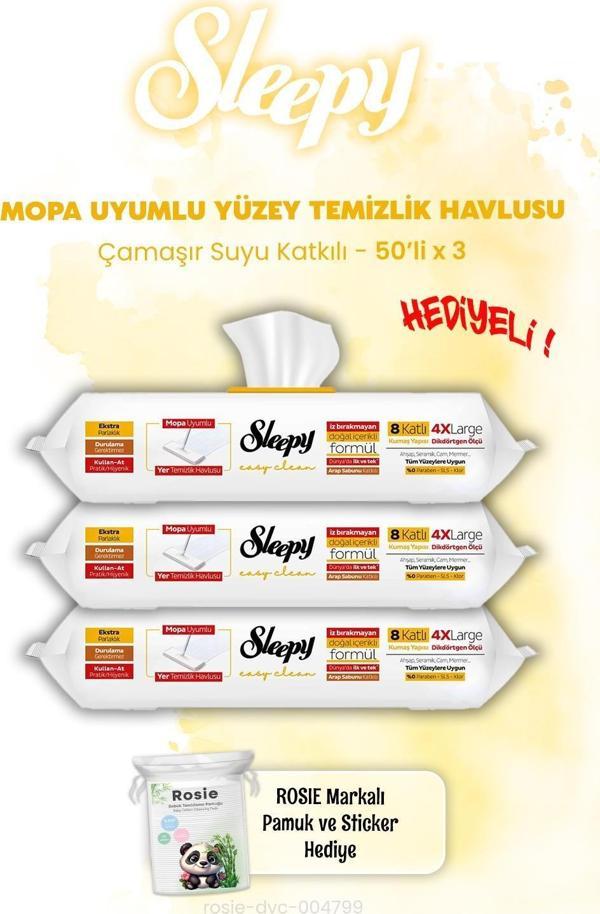 Sleepy Mopa Uyumlu Arap Sabunlu Islak Mendil 50'li x 3 ve ROSIE - Image 1