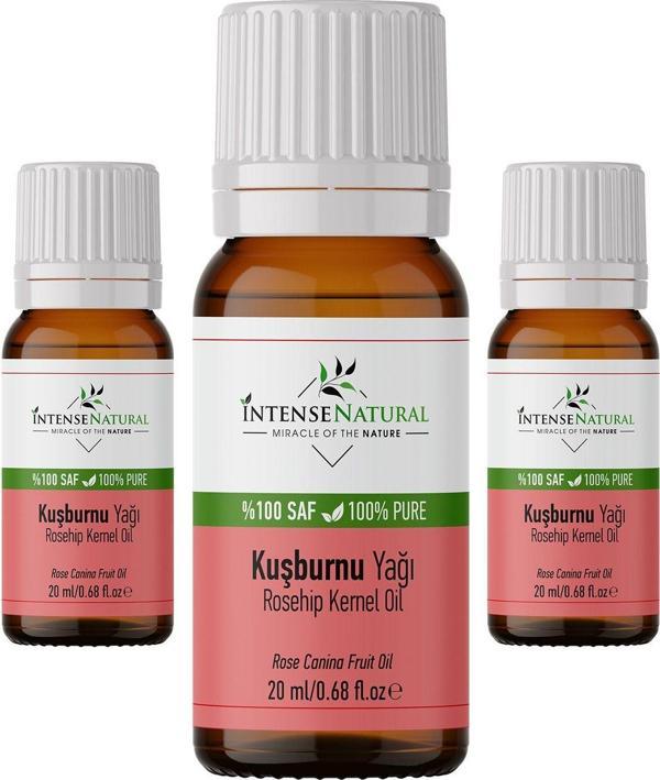 İntense Natural Kuşburnu Çekirdeği Yağı Soğuk Sıkım 20 Ml X 3 %100 Saf Ve Doğal Rosehip Seed Oil - Image 1
