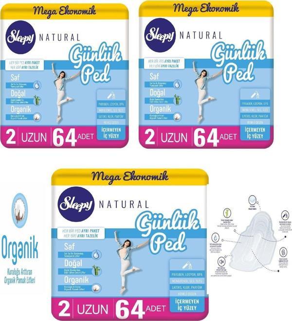 Sleepy Natural günlük ped uzun 64 lü (3 Adet) - Image 1