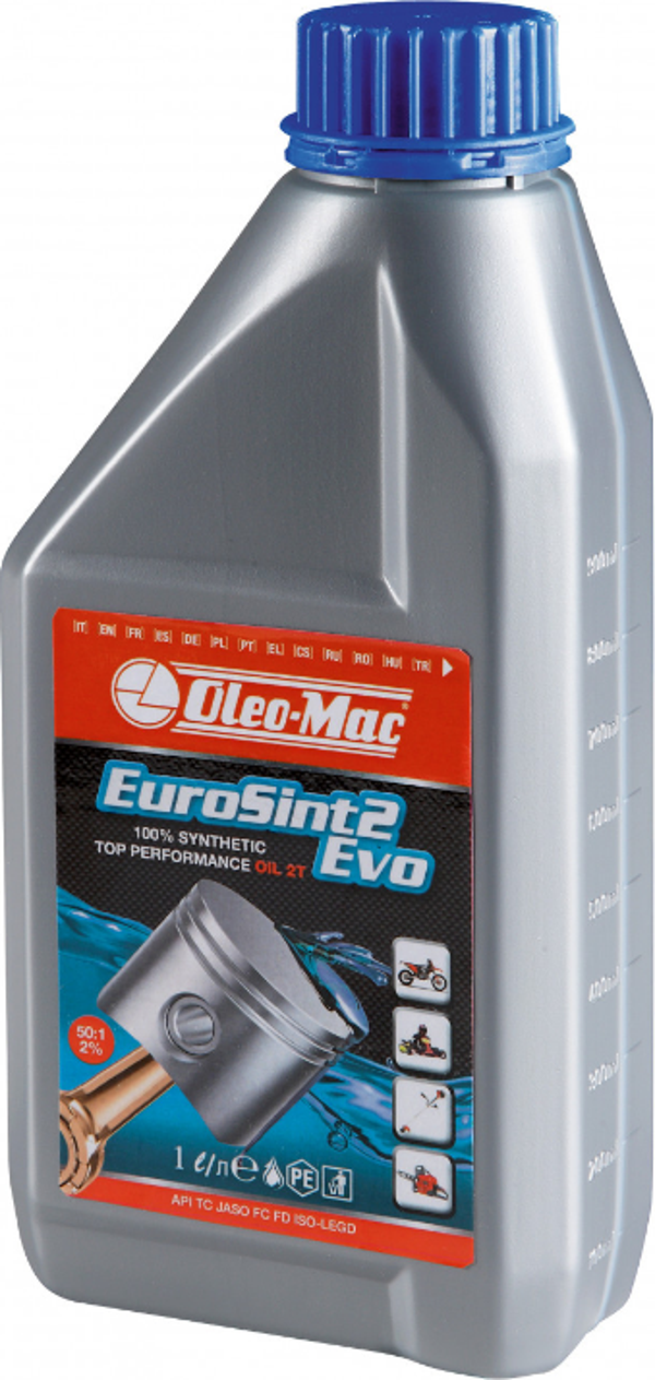 OleoMac İki Zamanlı Motor Yağı 1 Litre Eurosint Sentetik Yağ Ölçekli Şişe - Image 1