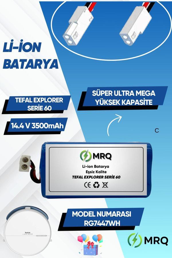 Mrq Tefal Explorer Serie 60 Robot Süpürge Bataryası (Süper Ultra Mega Yüksek Kapasite) 3500Mah - Image 1