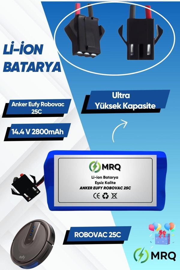Mrq Eufy Robovac 25C Robot Süpürge Bataryası (Ultra Yüksek Kapasite) 2800Mah Batarya - Image 1