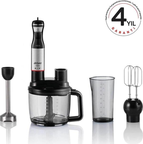 5 İn 1 Forte Multi Blender Seti Ergonomik Tasarım Güçlü Motor Paslanmaz Çelik Siyah - Image 1