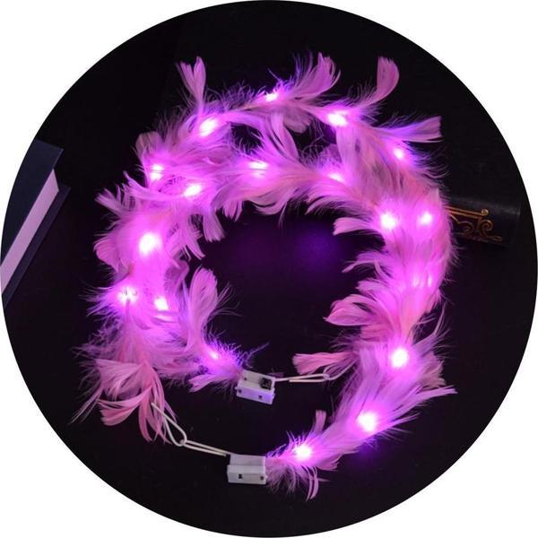 Led Işıklı RGB 3 Fonksiyonlu Otrişli Parti Tacı Pembe Renk - Image 1