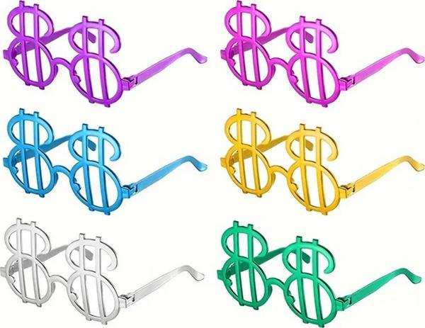 Dolar Şekilli Metalize Parti Gözlüğü 6 Adet - Image 1
