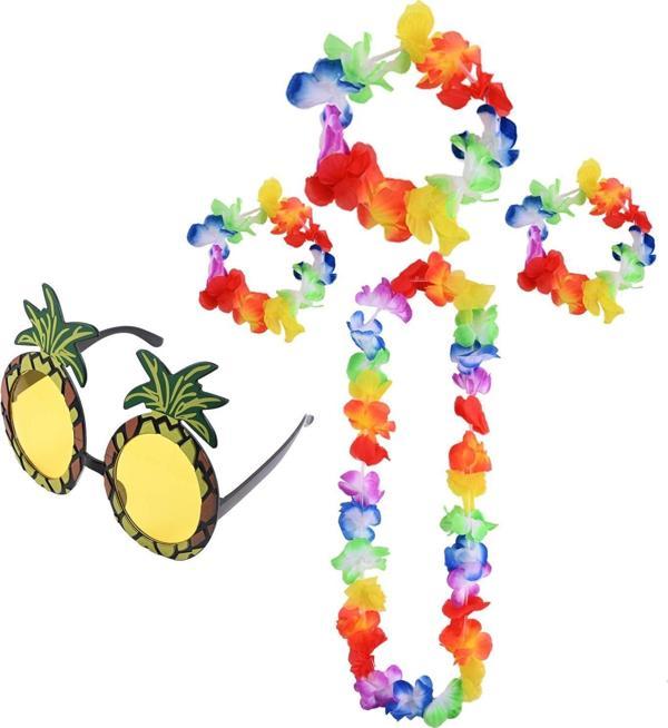 Renkli Ananas Gözlük, Taç, Kolye ve Bileklik Seti - Image 1