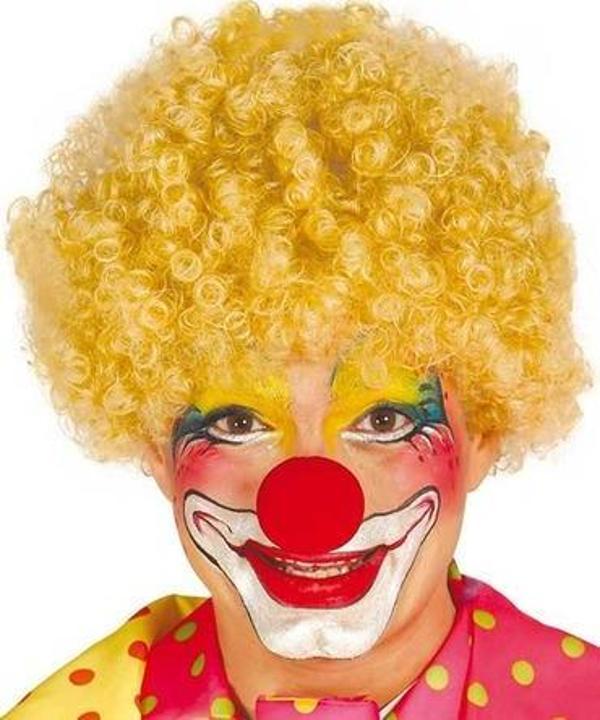 Sarı Renk Kıvırcık Afro Palyaço Seti - Image 1