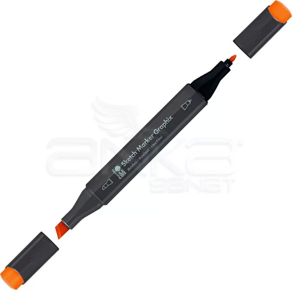 Marabu Graphix Sketch Marker Çift Uçlu Kalem 925 Brilliant Orange - Image 1