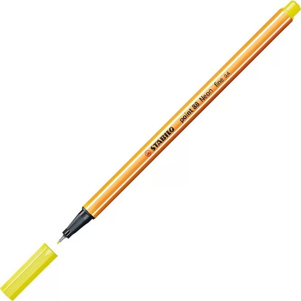 STABİLO 88 POİNT FİNELİNER KEÇE UÇLU KALEM 0.4mm 024 FLORESAN SARI - Image 1