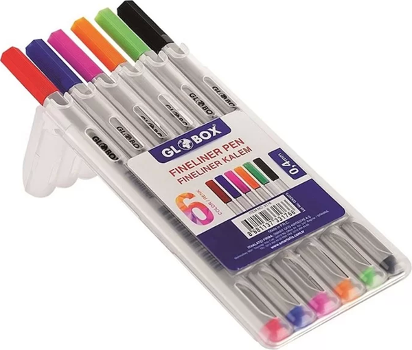 GLOBOX 3176 FİNELİNER KEÇE UÇLU KALEM 0.4mm 6 RENK - Image 1