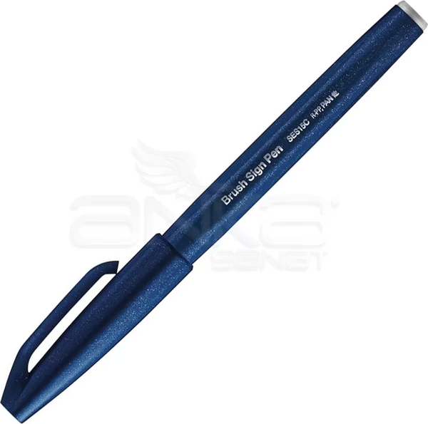 Pentel Brush Sign Pen Fırça Uçlu Kalem Blue Black - Image 1