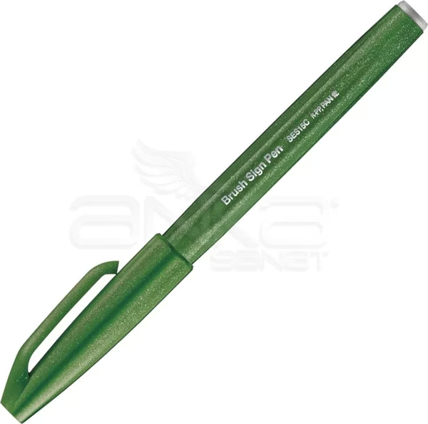 Pentel Brush Sign Pen Fırça Uçlu Kalem Olive Green - Image 1