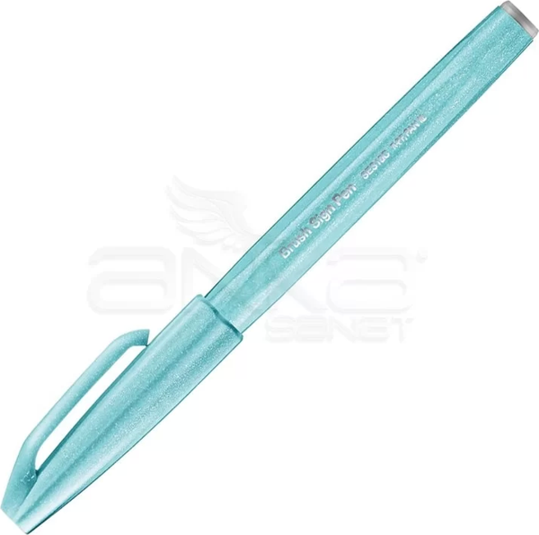 Pentel Brush Sign Pen Fırça Uçlu Kalem Pale Blue - Image 1