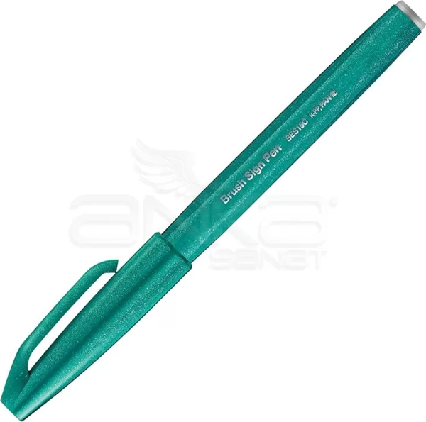 Pentel Brush Sign Pen Fırça Uçlu Kalem Turquoise Green - Image 1