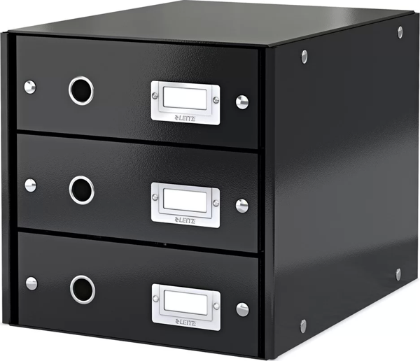 Leitz 6048 WOW Metalik Siyah Üç Çekmeceli Evrak Rafı - Image 1