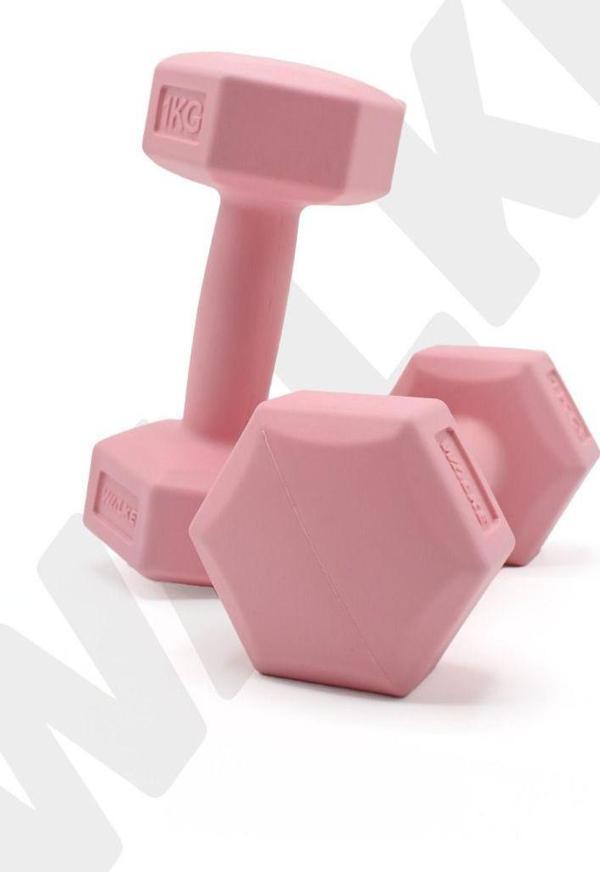 Walke 1 Kg X 2 Adet Köşeli Fuşya Plastik Dambıl Ağırlık Seti - Image 1