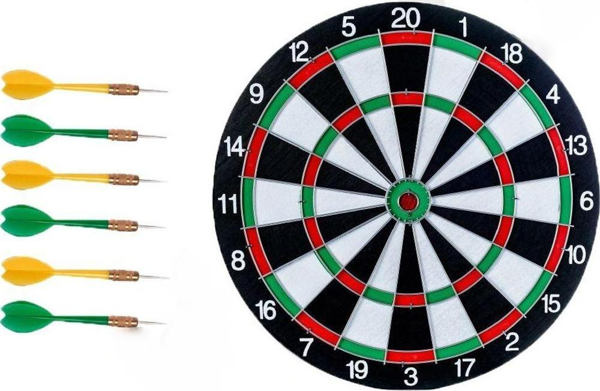 Walke 16İnç Dart Tahtası Seti, 6 Çelik-Plastik Dart İle Çift Taraflı Dart Tahtası Oyunu, Oyun Salonları - Image 1