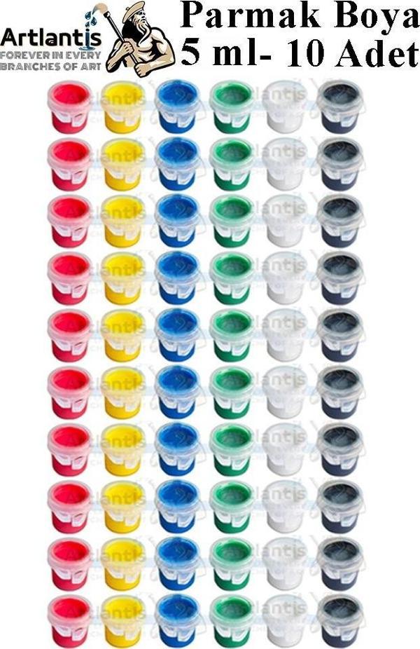 Parmak Boya 5 ml 6 Renk 10 Paket Mini Küçük Parmak Boya Etkinlik Boyama Boyası Su Bazlı Resim Okul Öncesi Kreş Anasınıfı - Image 1