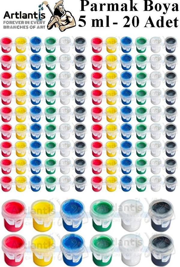 Parmak Boya 5 ml 6 Renk 20 Paket Mini Küçük Parmak Boya Etkinlik Boyama Boyası Su Bazlı Resim Okul Öncesi Kreş Anasınıfı - Image 1