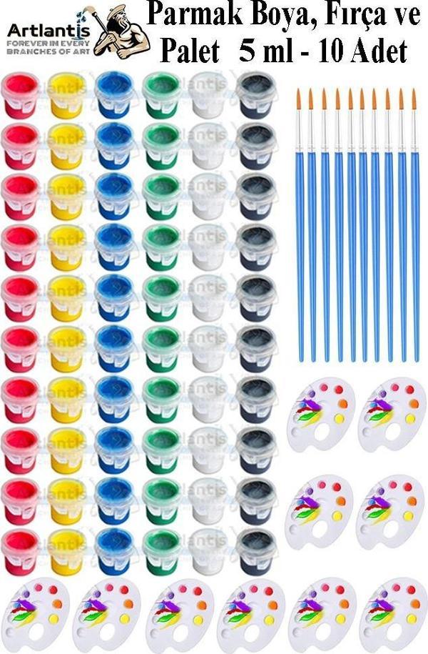 Parmak Boyası 5 ml 6 Renk Resim Fırçası ve Palet 10 Paket Mini Küçük Parmak Boya Etkinlik Boyama Boyası Su Bazlı Resim - Image 1