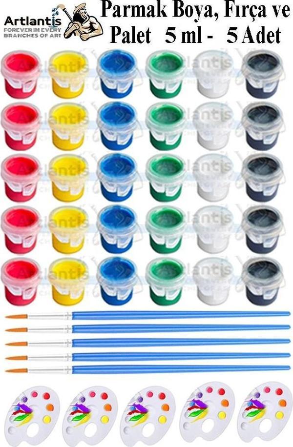 Parmak Boyası 5 ml 6 Renk Resim Fırçası ve Palet 5 Paket Mini Küçük Parmak Boya Etkinlik Boyama Boyası Su Bazlı Resim - Image 1
