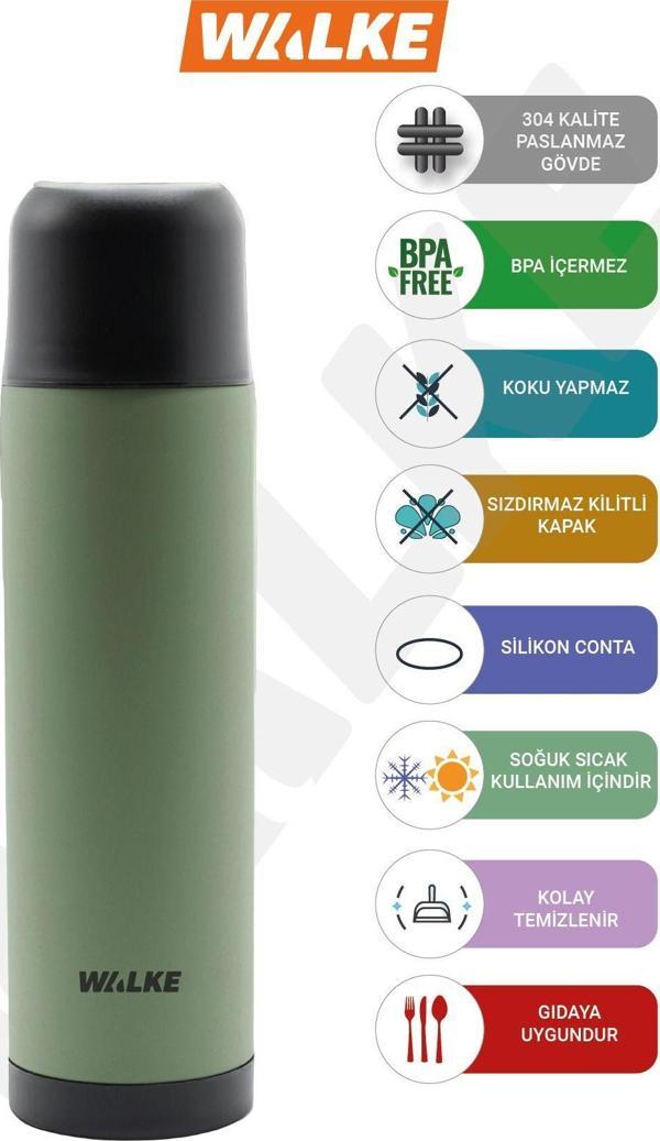 Walke Premium 750 Ml Çift Katmanlı Paslanmaz Çelik Termos Bardaklı 0,75 Ml - Image 1
