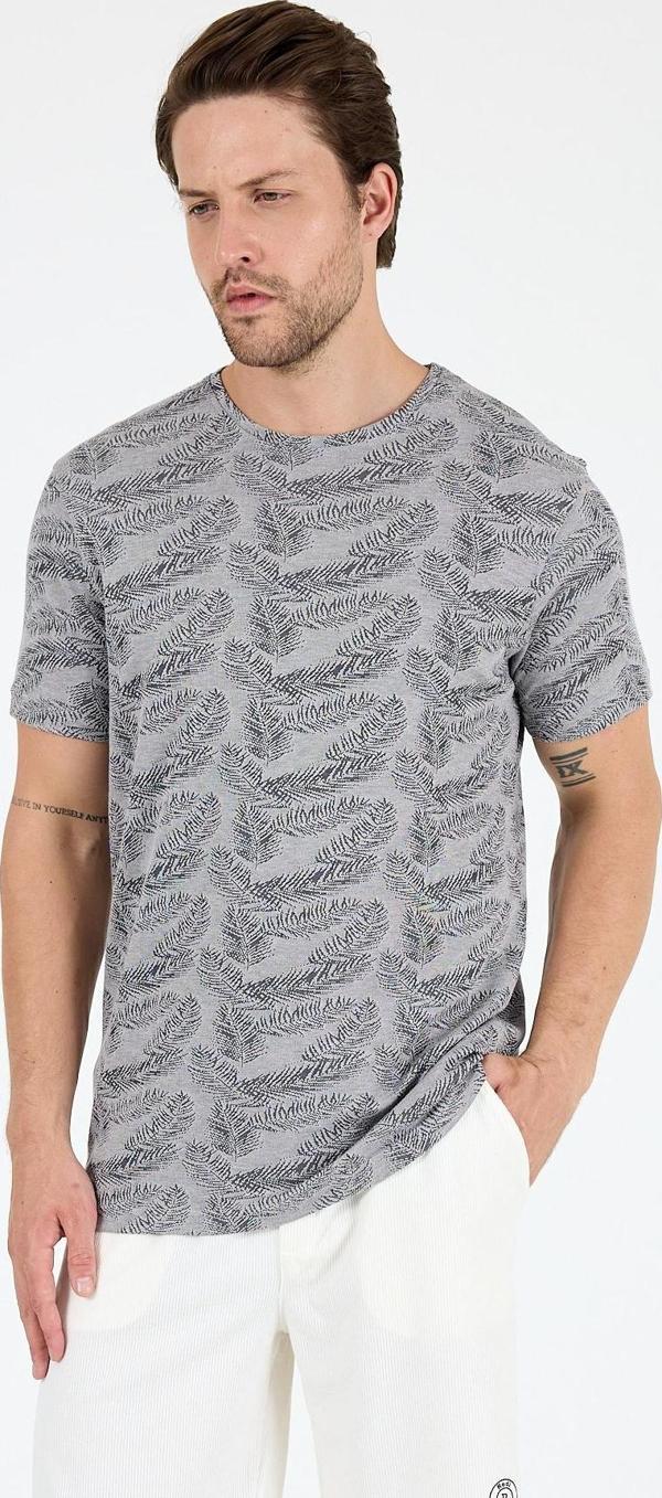 Erkek Bisiklet Yaka Desenli T-Shirt – %100 Pamuk – Rahat ve Şık Günlük Kısa Kollu Tişört 0115 - Image 1