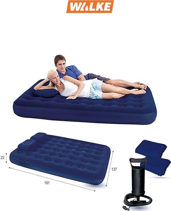 Walke Double Çift Kişilik Şişme Yatak Seti (2 Yastık + Pompa Dahil) 191*137*22 Cm 2200 - Image 1