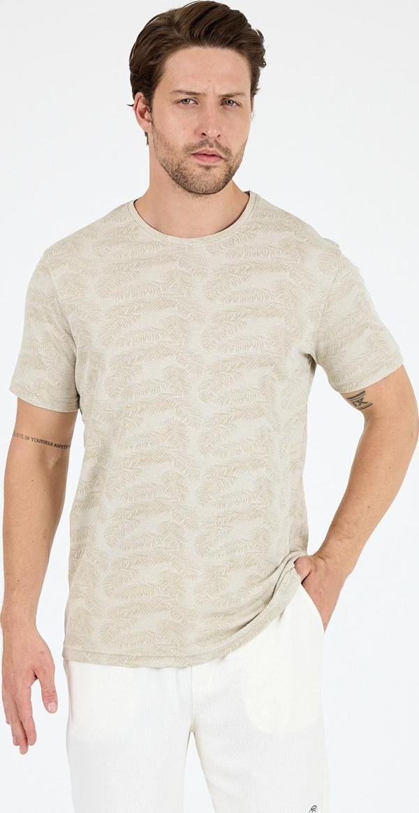 Erkek Bisiklet Yaka Desenli T-Shirt – %100 Pamuk – Rahat ve Şık Günlük Kısa Kollu Tişört 0115 - Image 1