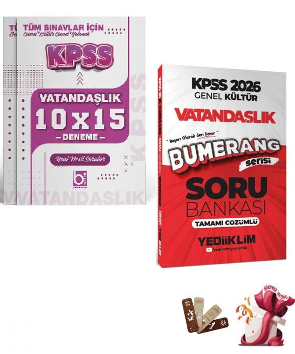 2026 KPSS Vatandaşlık Bumerang Çözümlü Soru Bankası ve Deneme Seti Yediiklim ve Bigelio Yayıncılık - Bi bigelio - Image 1