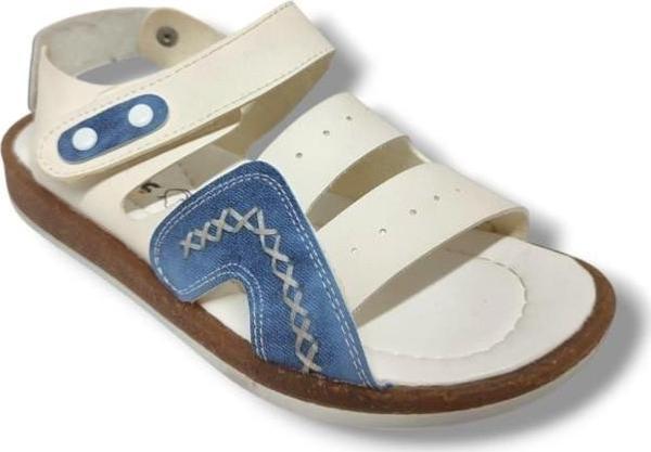 Şirinbebe 1565-20 Anatomik Dikiş Çirtli Erkek Çocuk Sandalet Beyaz Mavi 26-30 - Image 1