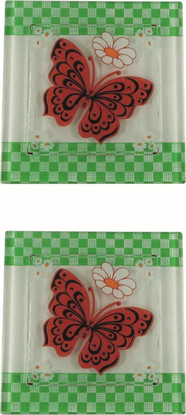 Cam Banyo Gider Kapak Süsü 2 Adet  Cam Gider Kapağı 10x10 cm Kelebek - Image 1