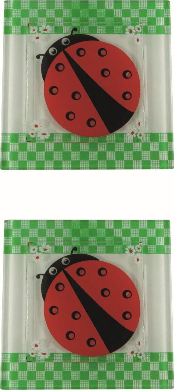 Cam Banyo Gider Kapak Süsü 2 Adet  Cam Gider Kapağı 10x10 cm Uğur Böceği - Image 1