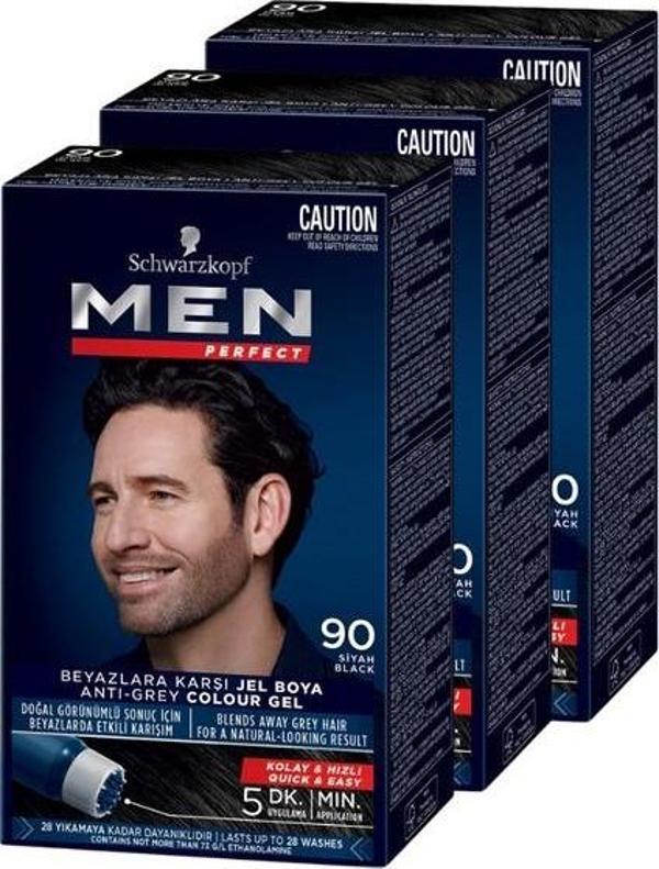 Schwarzkopf Men Perfect Erkek Saç Boyası 90 - Siyah 3 Adet - Image 1