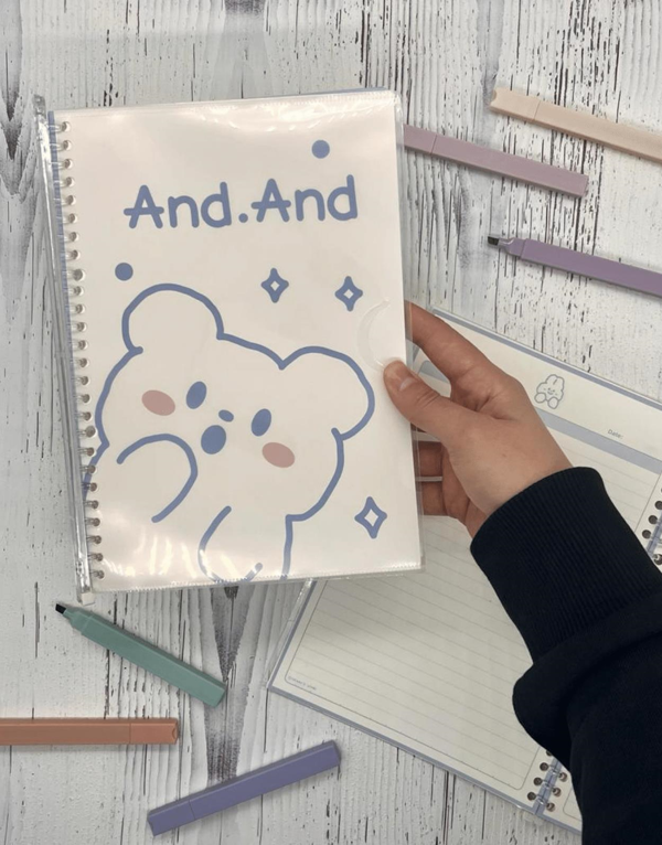 Sevimli Hayvan Tavşan Desenli Spiralli Binder B5 Defter / Scrapbook /Notebook/Bullet Journal - Image 1