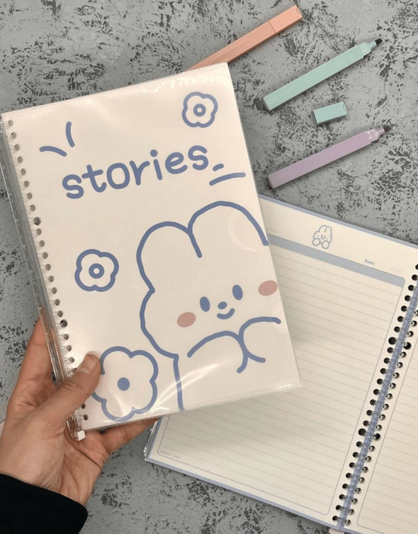 Sevimli Tavşan Desenli Spiralli Binder B5 Defter / Scrapbook /Notebook/Bullet Journal - Image 1