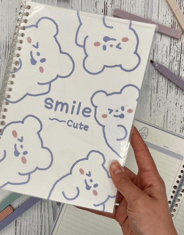 Sevimli Tavşanlar Desenli Spiralli Binder B5 Defter / Scrapbook /Notebook/Bullet Journal - Image 1