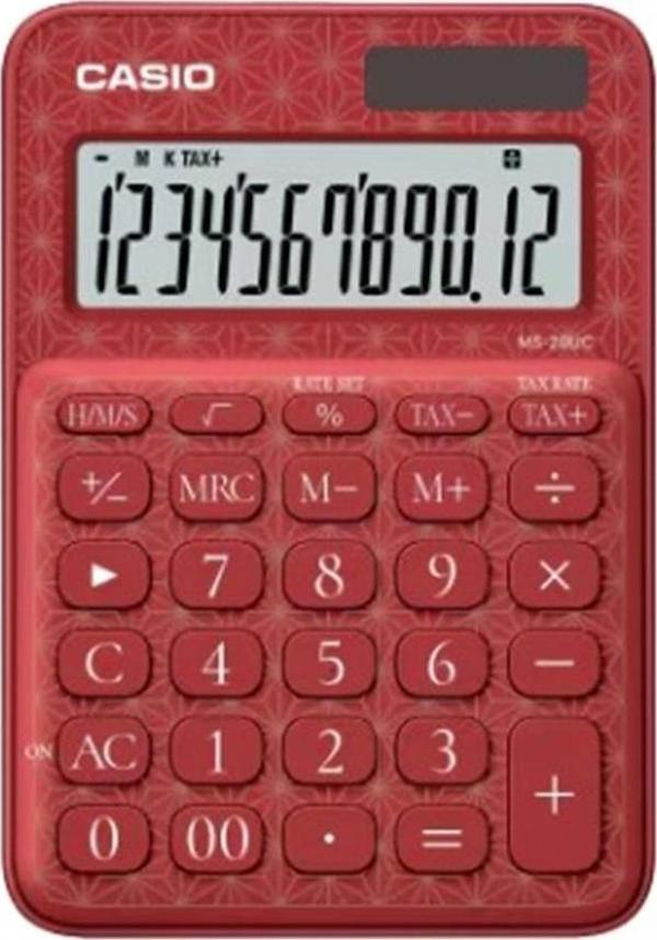 Casio MS-20UC-JRD 12 Hane Kırmızı Desenli Masa Üstü Hesap Makinesi - Image 1