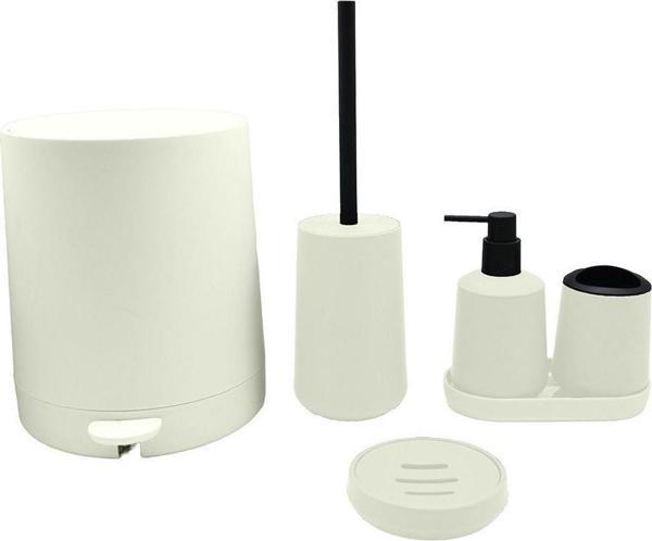 Akrilik Banyo Seti Pedallı Çöp Kovalı 5 Parça - Image 1
