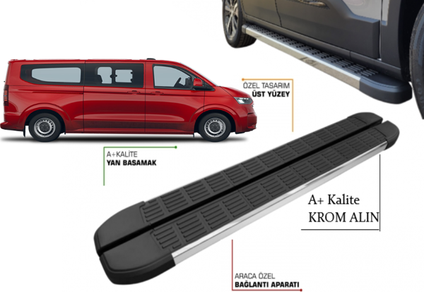 TRANSPORTER T7 KOMBİ UZUN ŞASE YAN BASAMAK 2025 2026 2027 KROM - Image 1