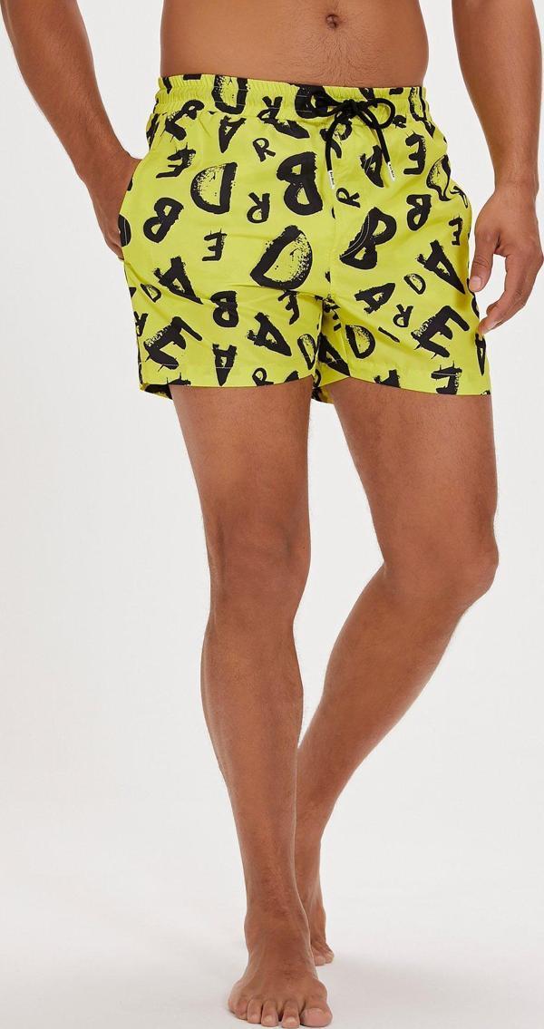 Bling Yeşil Baskılı Erkek Deniz Şortu - Image 1