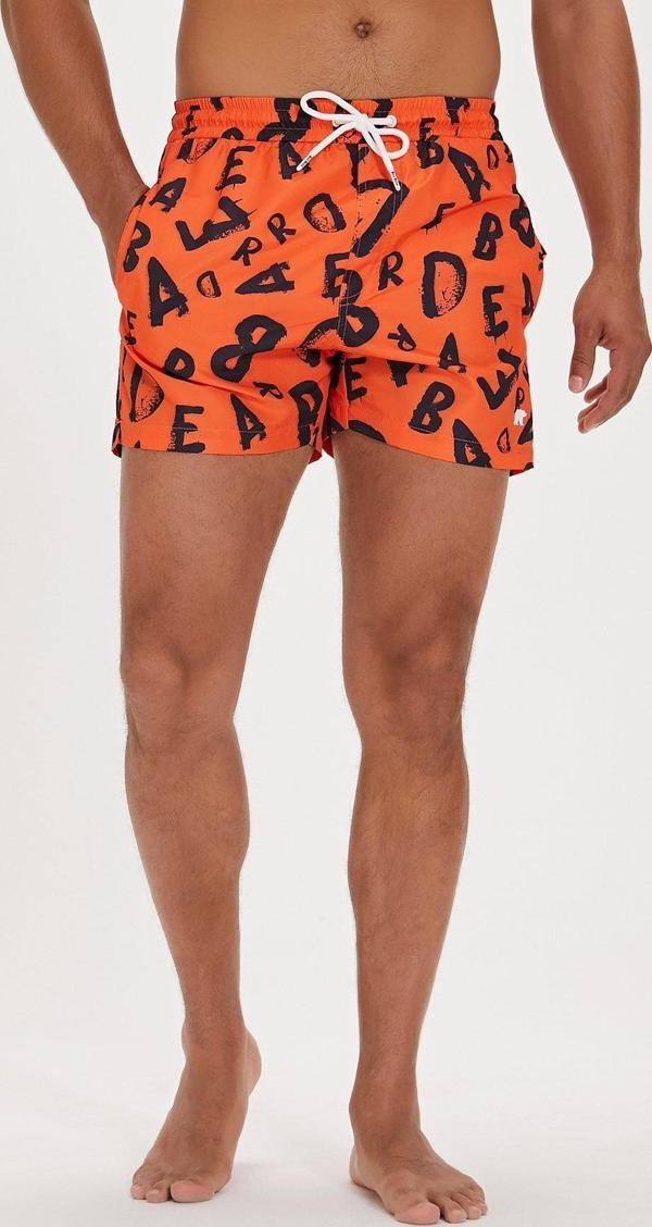 Bling Turuncu Baskılı Erkek Deniz Şortu - Image 1
