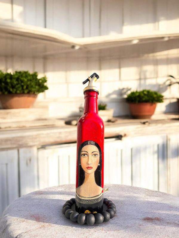 500 ML El Yapımı  Kadın Portreli Cam Yağdanlık | Sosluk, Sirkelik, Mutfak & Sofra Aksesuarı, Sunum - Image 1