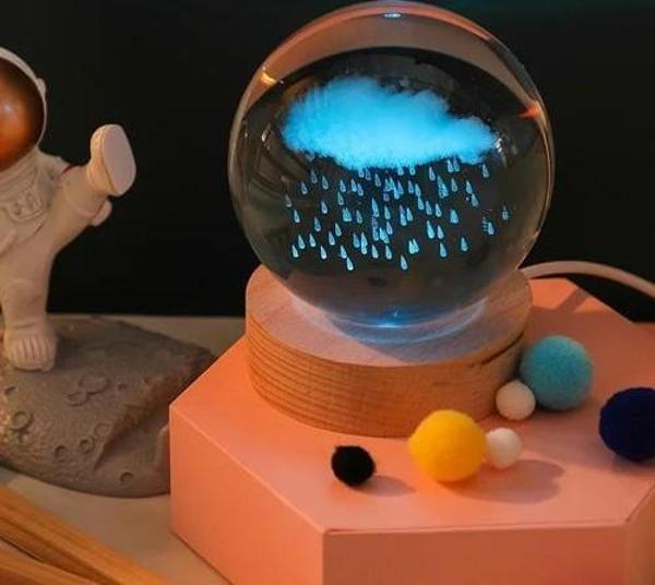 Yağmur Bulutu Tasarımlı Renk Değiştiren Cam Küre - Image 1