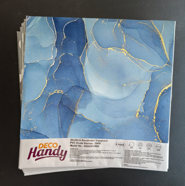 Decohandy 30x30 Cm Pvc Duvar Karosu 4 Lü Paket - Okyanus Mermer - Image 1