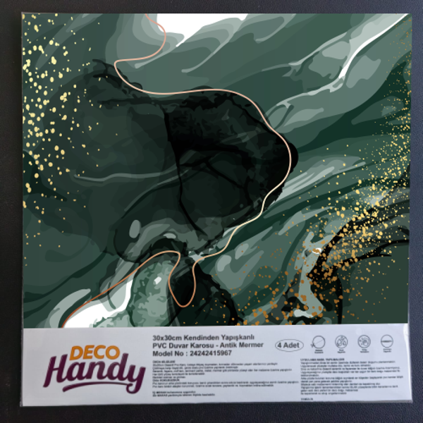 DecoHandy Pvc Duvar Karosu 30x30cm 4 Lü Paket -  Zümrüt 0,36m2 - Image 1