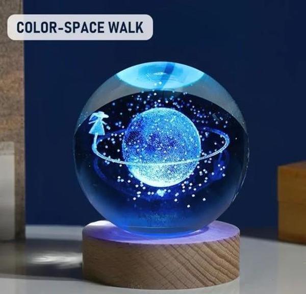 Renk Değiştiren Satürnlü Kız Cam Küre - Image 1
